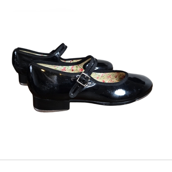 Capezio Tele Tone Tap Dance Shoes Women Size 8 W Black Patent Vegan Leather - Picture 4 of 9
